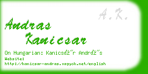 andras kanicsar business card